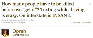 Illustration for article titled People Still Dare To Text & Drive When Oprah Is On The Road
